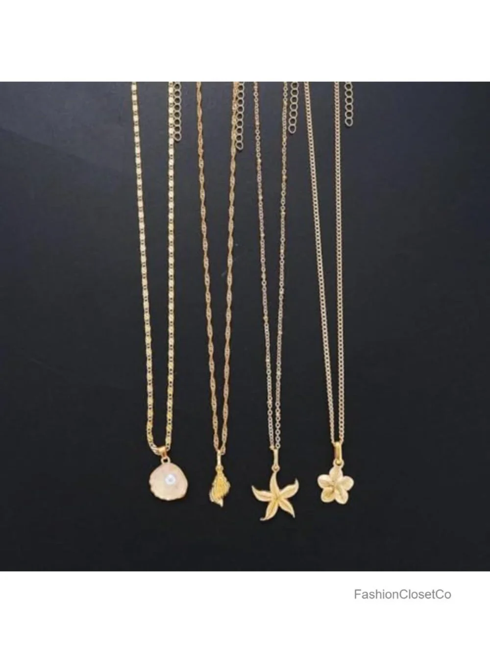 Layered Faux Pearl Starfish Pendant Necklace Boho Statement Beach Jewelry